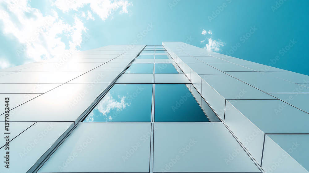 Obraz premium Modern Building Facade with Sky Reflection