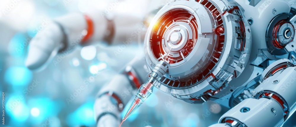 Fototapeta premium Close-up view of advanced scientific instruments and equipment used in a high-tech laboratory setting for cutting-edge research and automated processes.