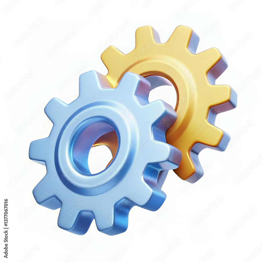 A 3D realistic gear wheel, metallic with high shine, placed on a dark background. A 3D realistic gear wheel, metallic with high shine, placed on a dark background.