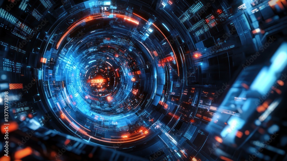 Abstract Digital Tunnel: Futuristic Sci-Fi Vortex of Light and Data Streams Abstract Digital Tunnel: Futuristic Sci-Fi Vortex of Light and Data Streams