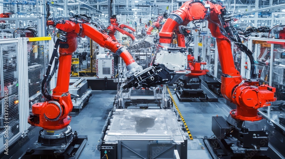 Fototapeta premium Assembly Line Robotics: Modern Manufacturing Automation