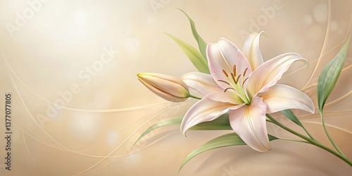 Wallpaper Mural Elegant Pale Lily Blossom with Delicate Curves and Soft Background Torontodigital.ca