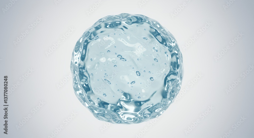 Pale Blue Aloe Vera Gel Orb Floating on White Background Pale Blue Aloe Vera Gel Orb Floating on White Background