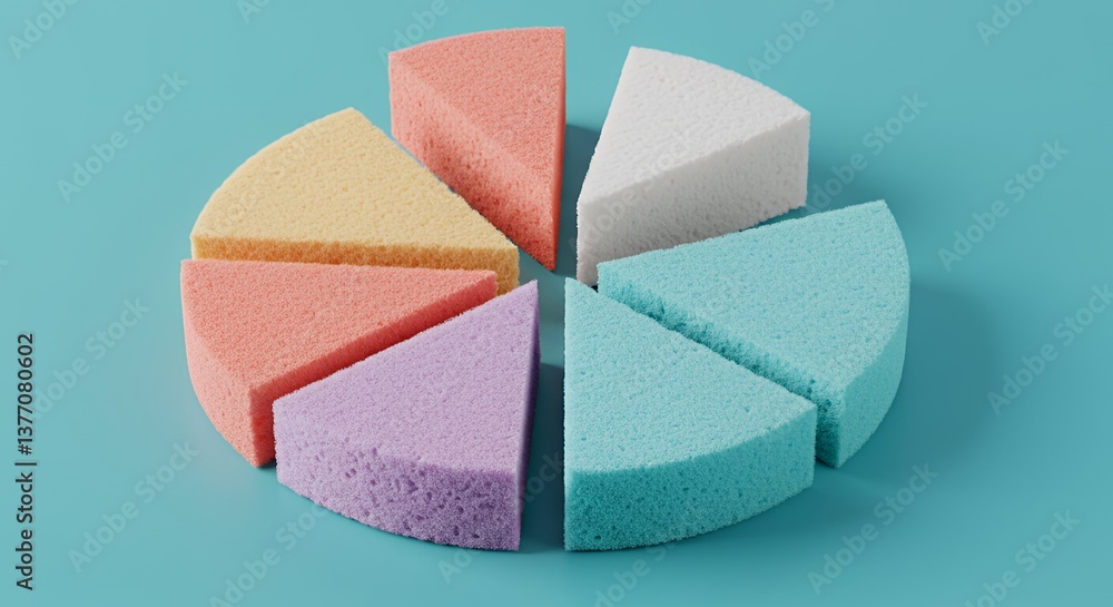 Fototapeta premium Rainbow Sponge Pie Chart with Playful Movement on Teal