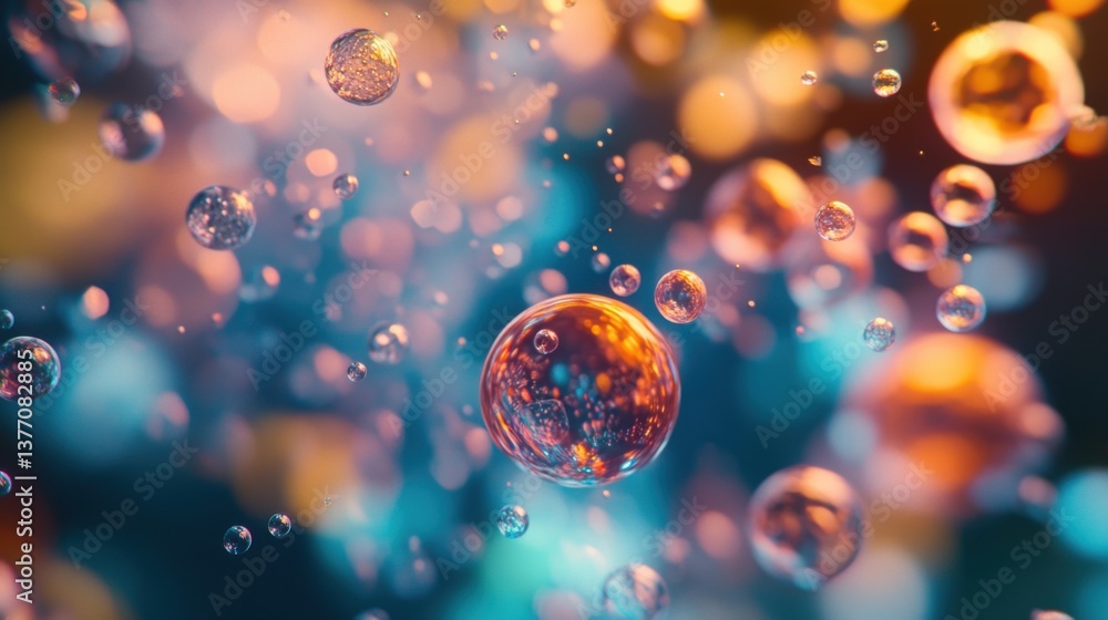 science themes background with floating atoms and electrons