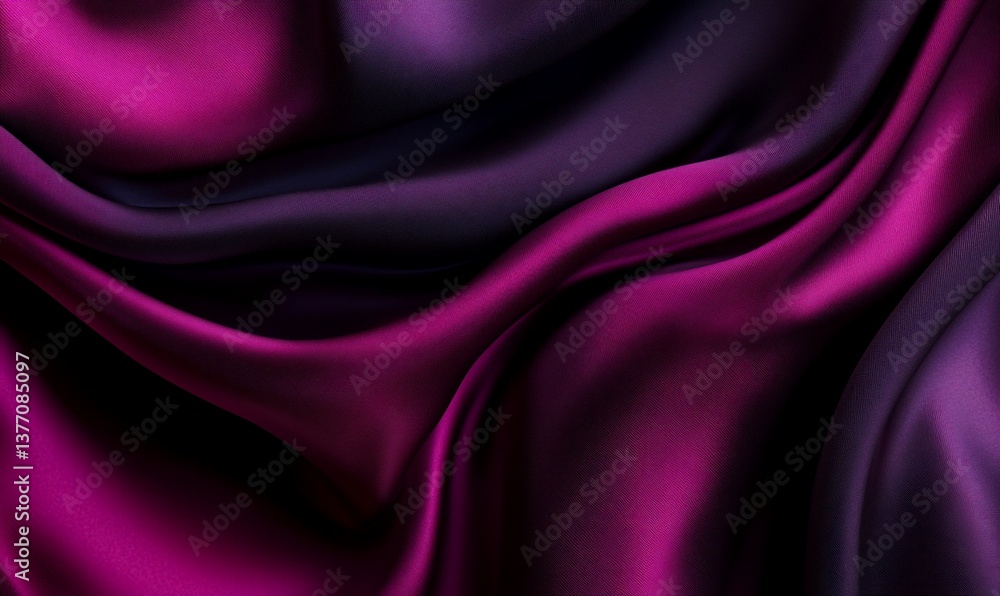 Fototapeta premium Luxurious draped silk fabric in deep purple and violet hues
