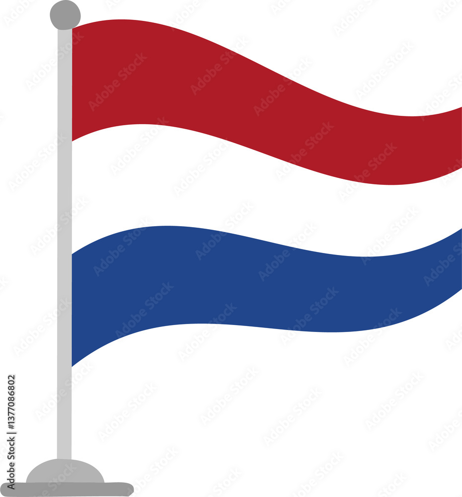 Naklejka premium netherlands, flag, banner, symbol, illustration, vector, sign, ribbon, nation, design, national, waving, country, wind, holland, emblem, icon, patriotism, decoration, color, 3d, element, label