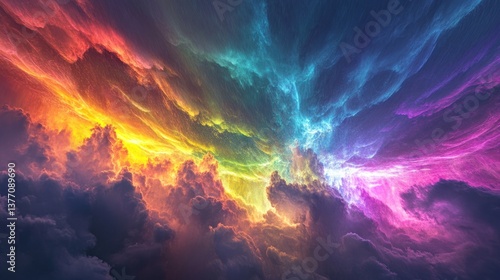 Wallpaper Mural Colorful Clouds Abstract Sky Artwork with Vibrant Rainbow Spectrum Effect Torontodigital.ca
