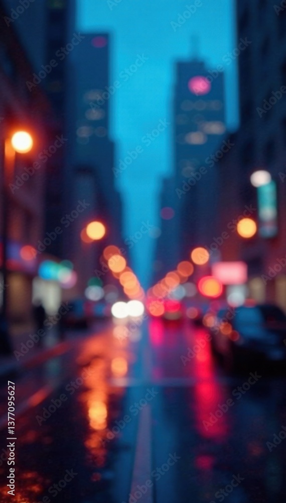 Cityscape with abstract lights and circular bokeh on blue background, bokeh effect, urban landscape Cityscape with abstract lights and circular bokeh on blue background, bokeh effect, urban landscape