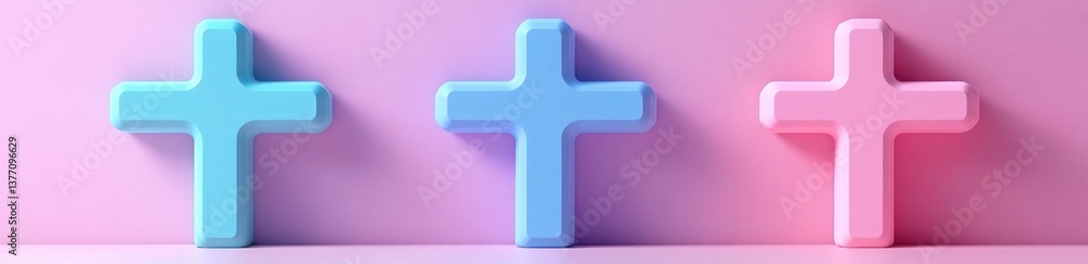 Obraz premium Seamless Pattern of Colorful Crosses on Modern Backgrounds for Religious Illustrations