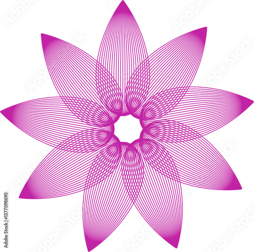 abstract pink flower, geometric pattern element for design of documents, diplomas