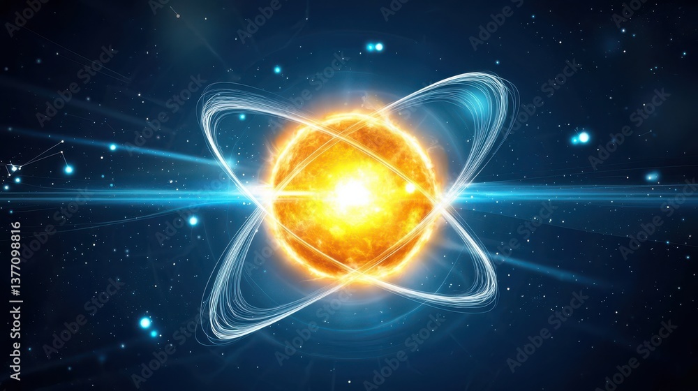 Fototapeta premium Fusion reaction inside the sun's core cosmic visualization gigapixel standard space environment astronomical concept