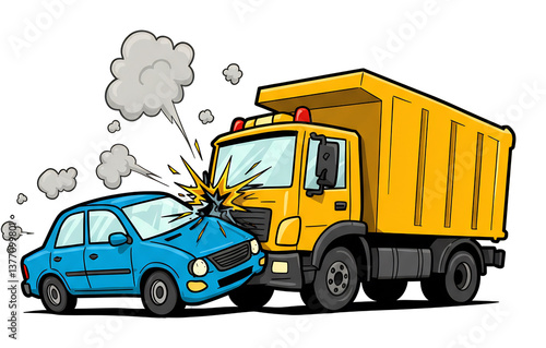 Wallpaper Mural 衝突事故 小型車と大型トラック Torontodigital.ca