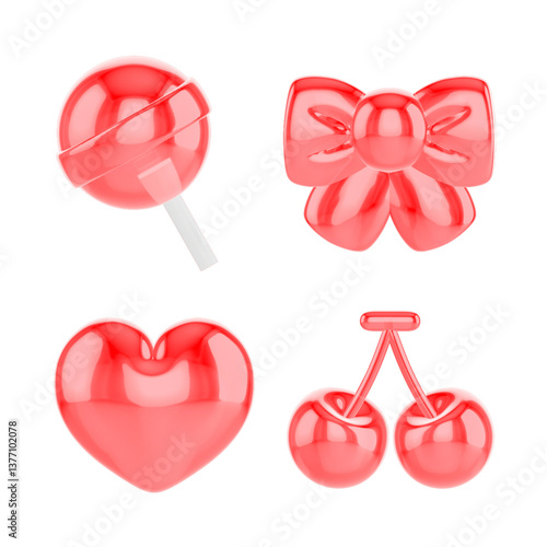 candy, red, glass, 3d, object