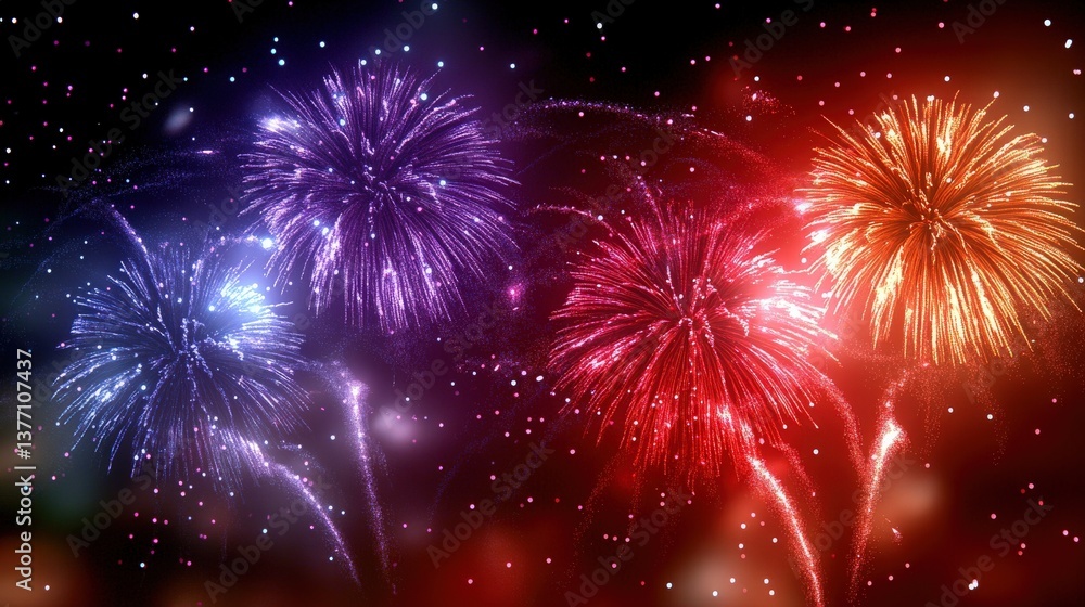 Fototapeta premium Colorful Fireworks Explosion in the Night Sky