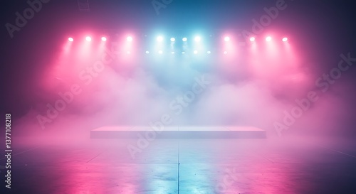 Wallpaper Mural Empty Stage with Spotlights and Fog Effect Perfect for Concerts and Events Torontodigital.ca