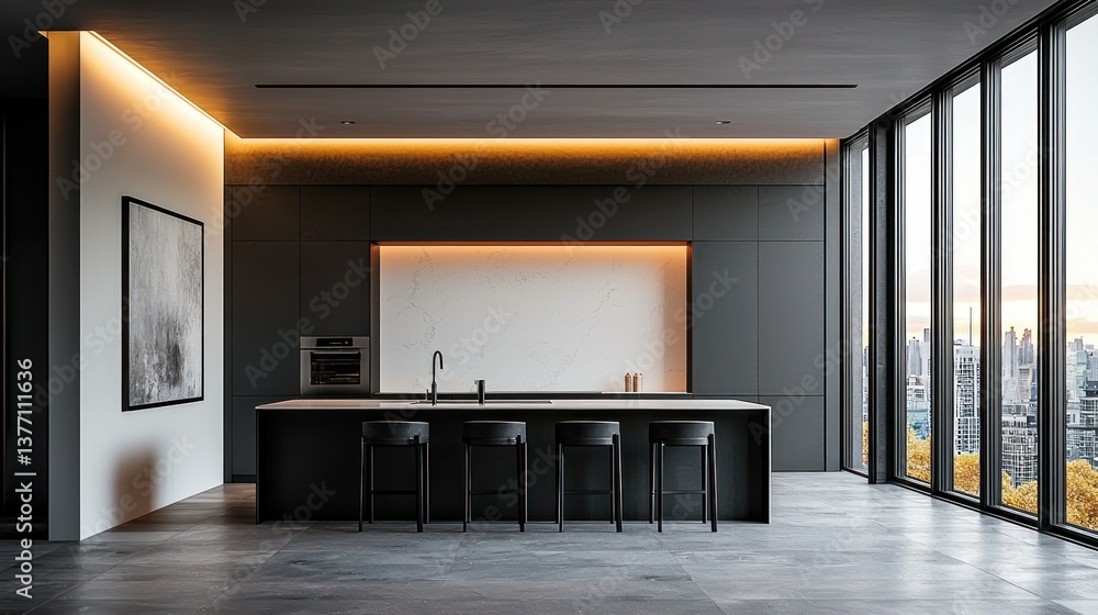 custom made wallpaper toronto digitalModern City Kitchen with Rooftop Views