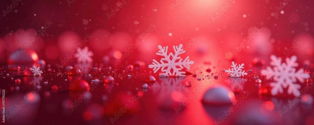 Delicate illustrations of small snowflakes floating in a pool of warm red colors, pink, snowflake, winter Delicate illustrations of small snowflakes floating in a pool of warm red colors, pink, snowflake, winter