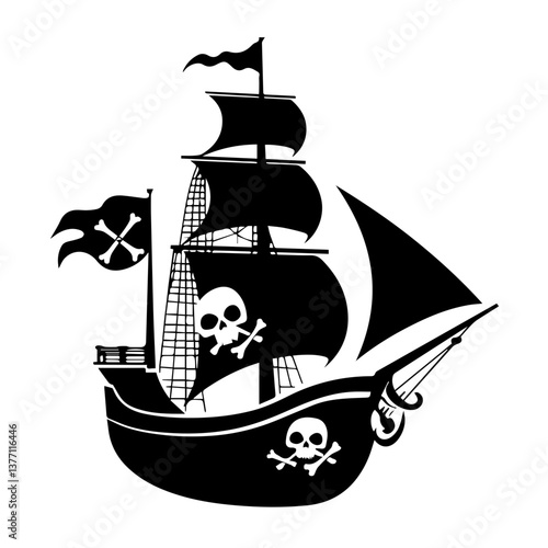 Cartoon pirate ship vector illustration