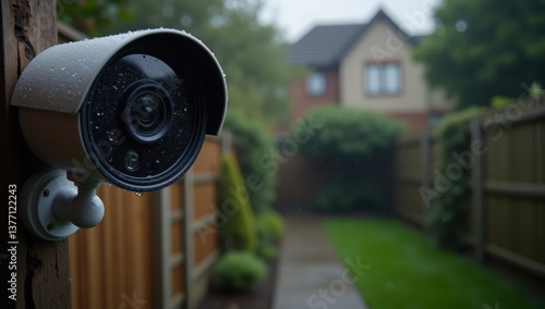 Wallpaper Mural Waterproof Outdoor Security Camera Close-Up with Rain Droplets Torontodigital.ca