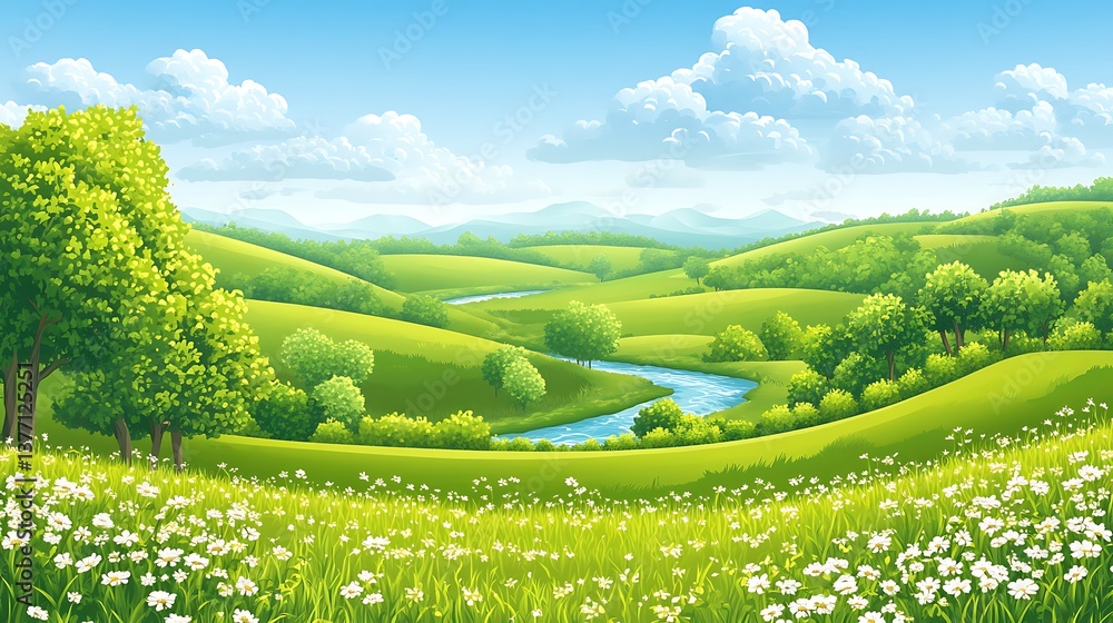 Idyllic River Valley Landscape. (1)