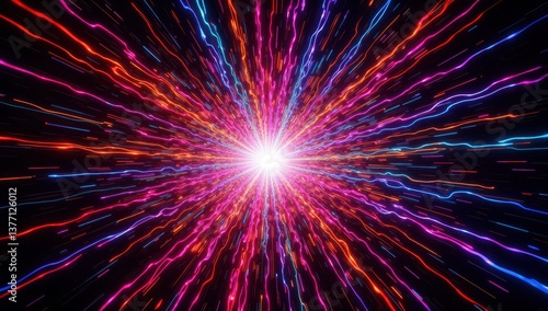 Electric Rainbow Streaks Bursting in a Hypnotic Space Tunnel