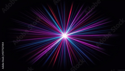 Stunning Abstract Composition of Multicolored Laser Streaks Bursting