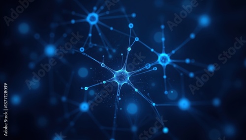 Intricate Neural Network Visualization with Glowing Blue Nodes