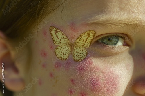 Butterfly Rash on Face of Patient with Lupus in High Detail Image