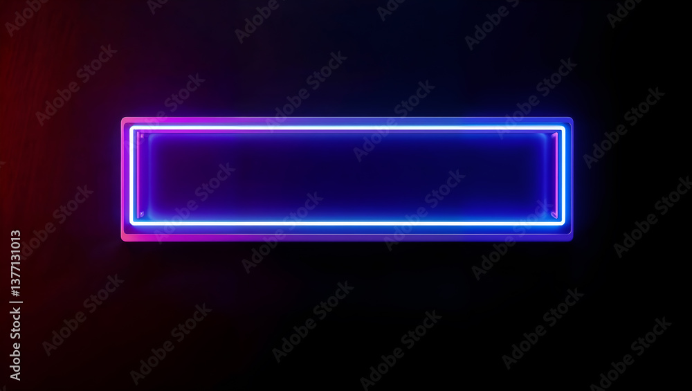 A neon rectangle with blue and purple glow on a dark background, ideal for modern digital art. Generative AI A neon rectangle with blue and purple glow on a dark background, ideal for modern digital art. Generative AI