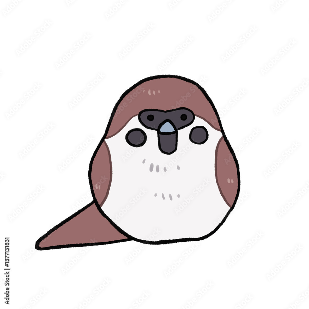 Obraz premium デフォルメしたスズメのイラスト