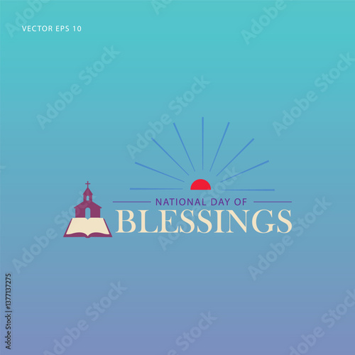Religious Blessings Day Symbol with Church and Holy Book