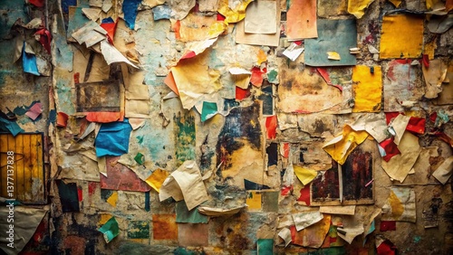 Abstract Collage Wall Texture: Random Papers & Grunge Background