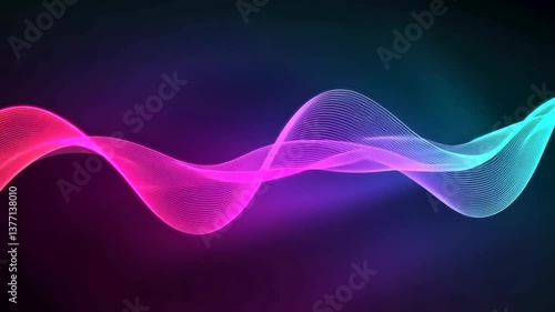 Abstract Pink Blue Neon Wave Background