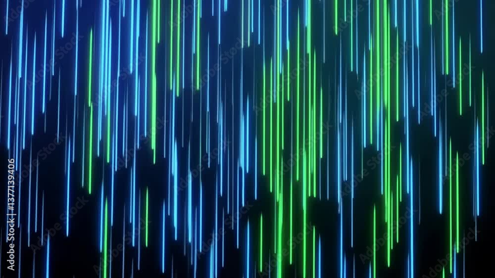 Abstract Blue And Green Glowing Lines Falling On Dark Background Abstract Blue And Green Glowing Lines Falling On Dark Background