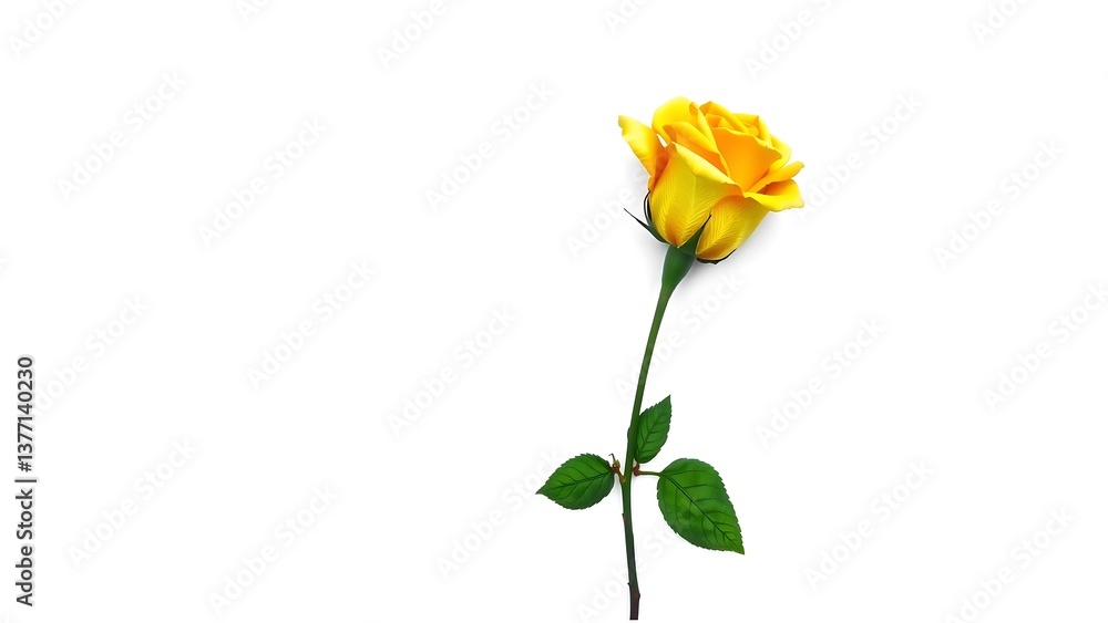 Obraz premium Yellow Rose on white Background