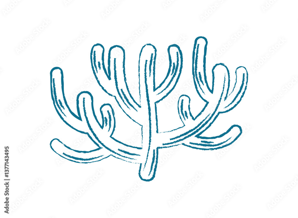 Coral seaweed doodle silhouette. Aquatic plant in an ocean environment. Underwater flora, flat style, potential use for summer projects and marine life illustrations. Coral seaweed doodle silhouette. Aquatic plant in an ocean environment. Underwater flora, flat style, potential use for summer projects and marine life illustrations.