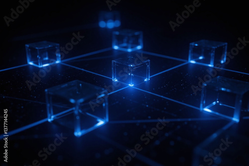 3d rendering of a futuristic city with blue lights