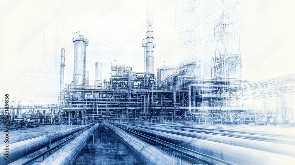 Fototapeta premium A captivating blend of industrial structures and technology concepts.