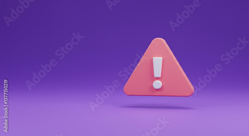A gentle pink warning sign, a soft exclamation point hovering against a serene purple backdrop, conveying a subtle yet urgent message.