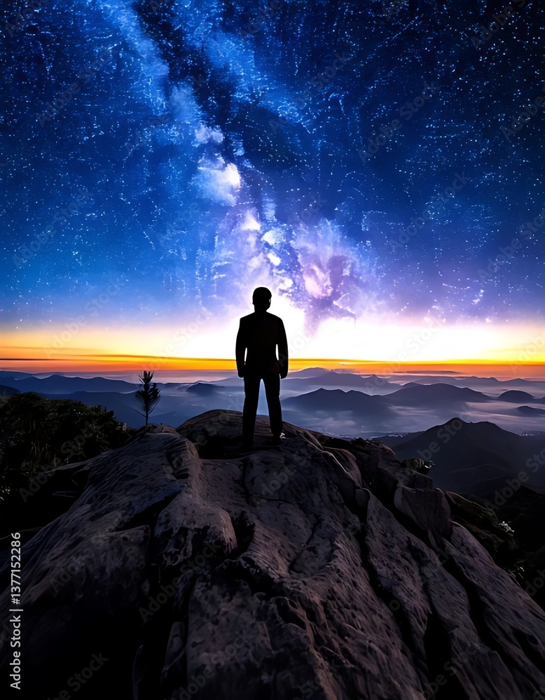 man standing on top of the mountain man standing on top of the mountain