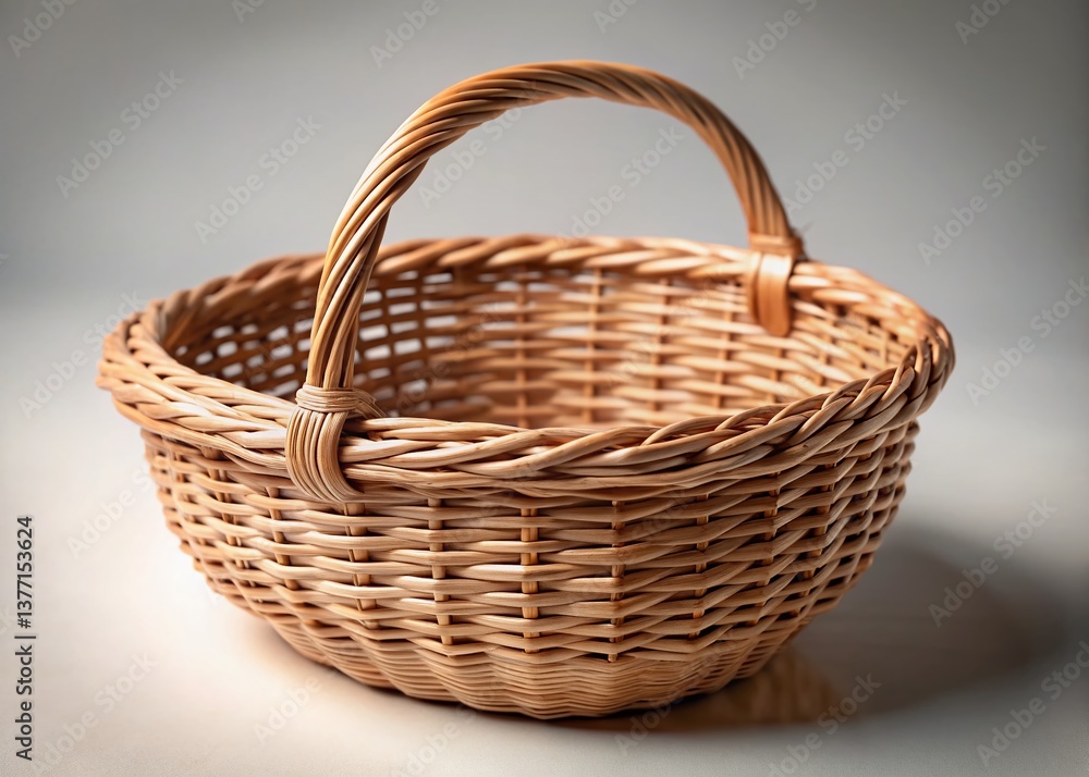Artisan Woven Basket in Soft Light: Handmade Home Decor Artisan Woven Basket in Soft Light: Handmade Home Decor
