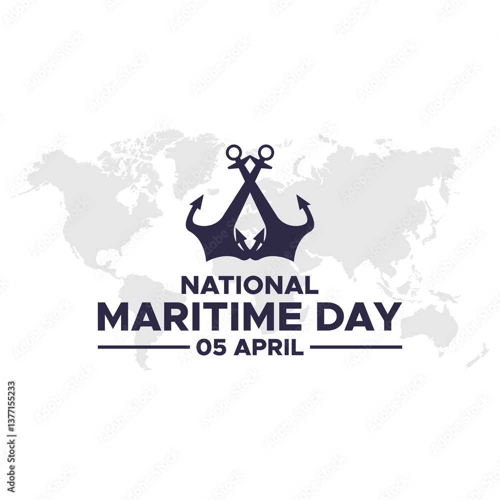 National Maritime Day Vector Template Design. National maritime day. Vector illustration of ship steering and anchor. Suitable for templates, banners, web, social media, greeting cards etc National Maritime Day Vector Template Design. National maritime day. Vector illustration of ship steering and anchor. Suitable for templates, banners, web, social media, greeting cards etc