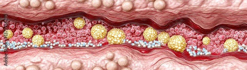 Cross sectional view of skin layers showcasing cells hair follicles and capillaries emphasizing dermatological health and structure. Skin anatomy a healthy view.