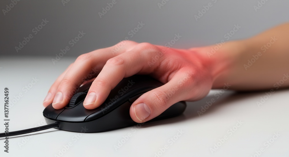 Wrist Pain from Computer Mouse Use, Red Highlight Wrist Pain from Computer Mouse Use, Red Highlight