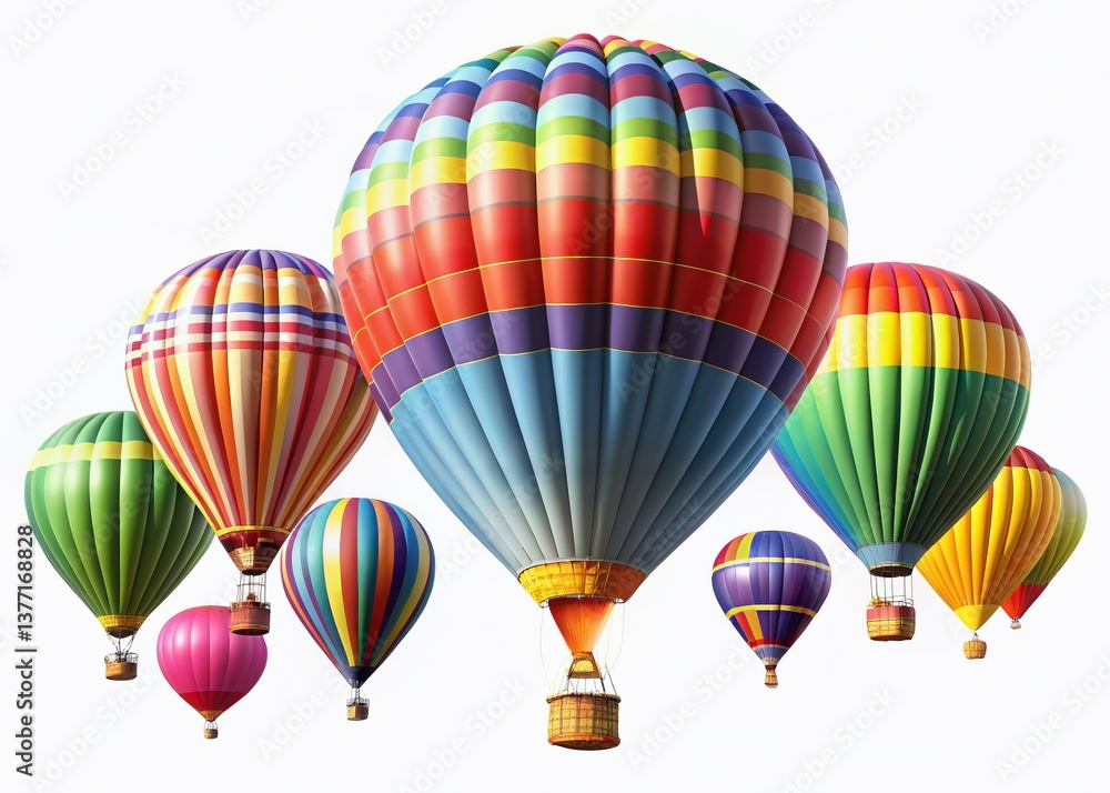 Fototapeta premium Colorful Hot Air Balloons 3D Render - Festival Celebration Background