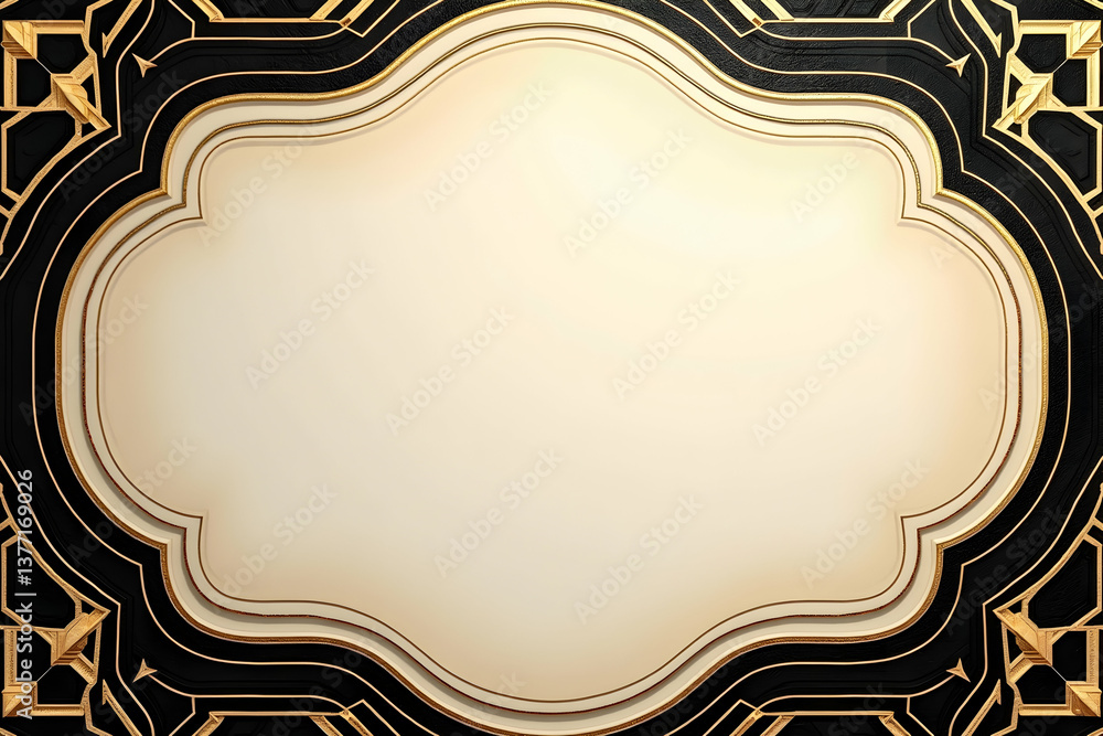Sophisticated art deco frame with intricate geometric patterns, suitable for elegant invitations, announcements, and design projects requiring a touch of vintage glamor