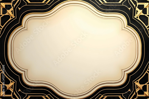 Obraz na płótnie Sophisticated art deco frame with intricate geometric patterns, suitable for elegant invitations, announcements, and design projects requiring a touch of vintage glamor w salonie