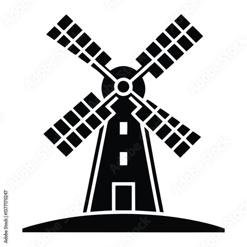 windmill silhouette vector