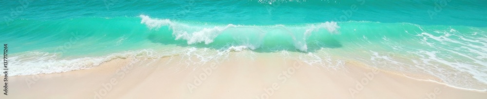 Turquoise waves gently lapping at the shore, emerald waters crashing against sand , surf, scenery Turquoise waves gently lapping at the shore, emerald waters crashing against sand , surf, scenery